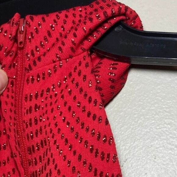 Gunne Sax X Jessica McClintock Red Sparkle Floating neck Dress Vintage - Picture 2 of 9